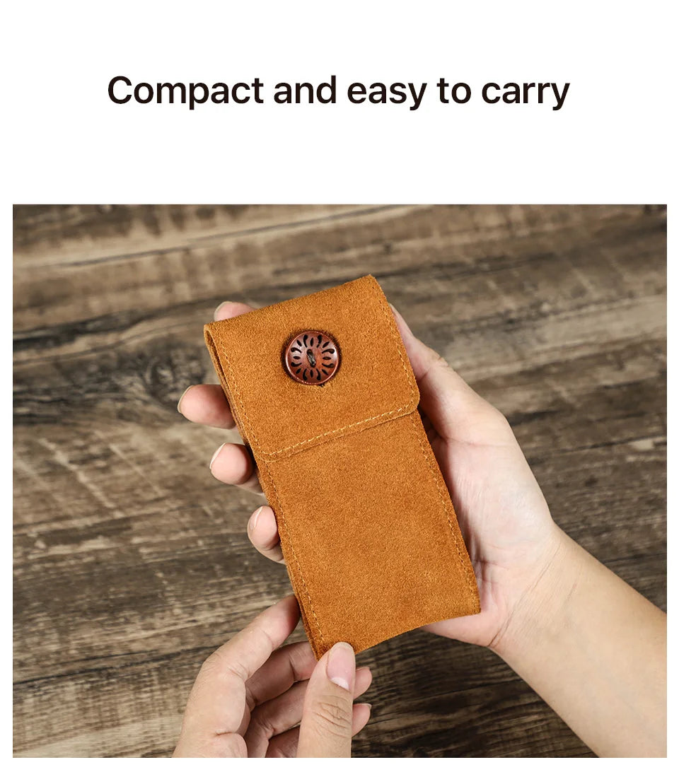 Soft Cow Suede Leather Watch Travel Case Pouch with Insert – Portable Watch Storage 155mm