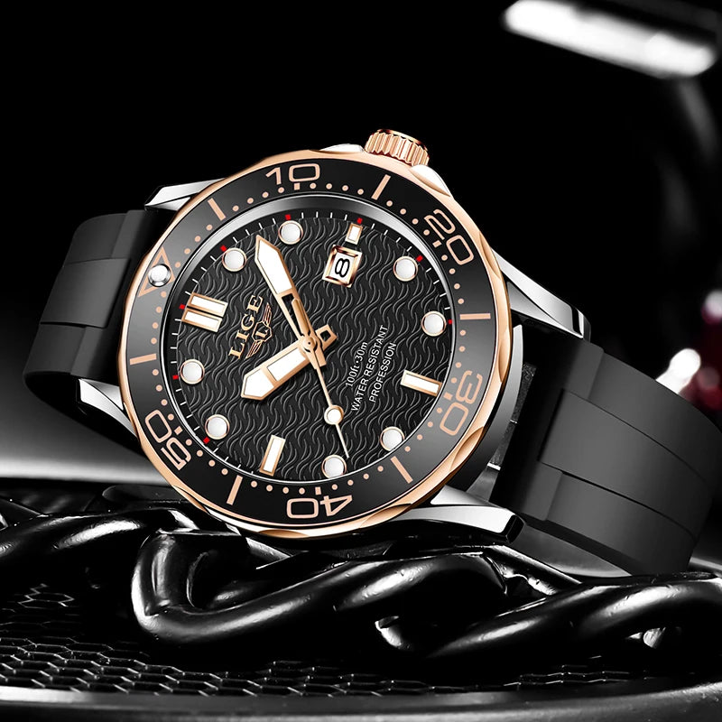 LIGE 8936 Men's Quartz Sport Watch – 3BAR Luminous Date