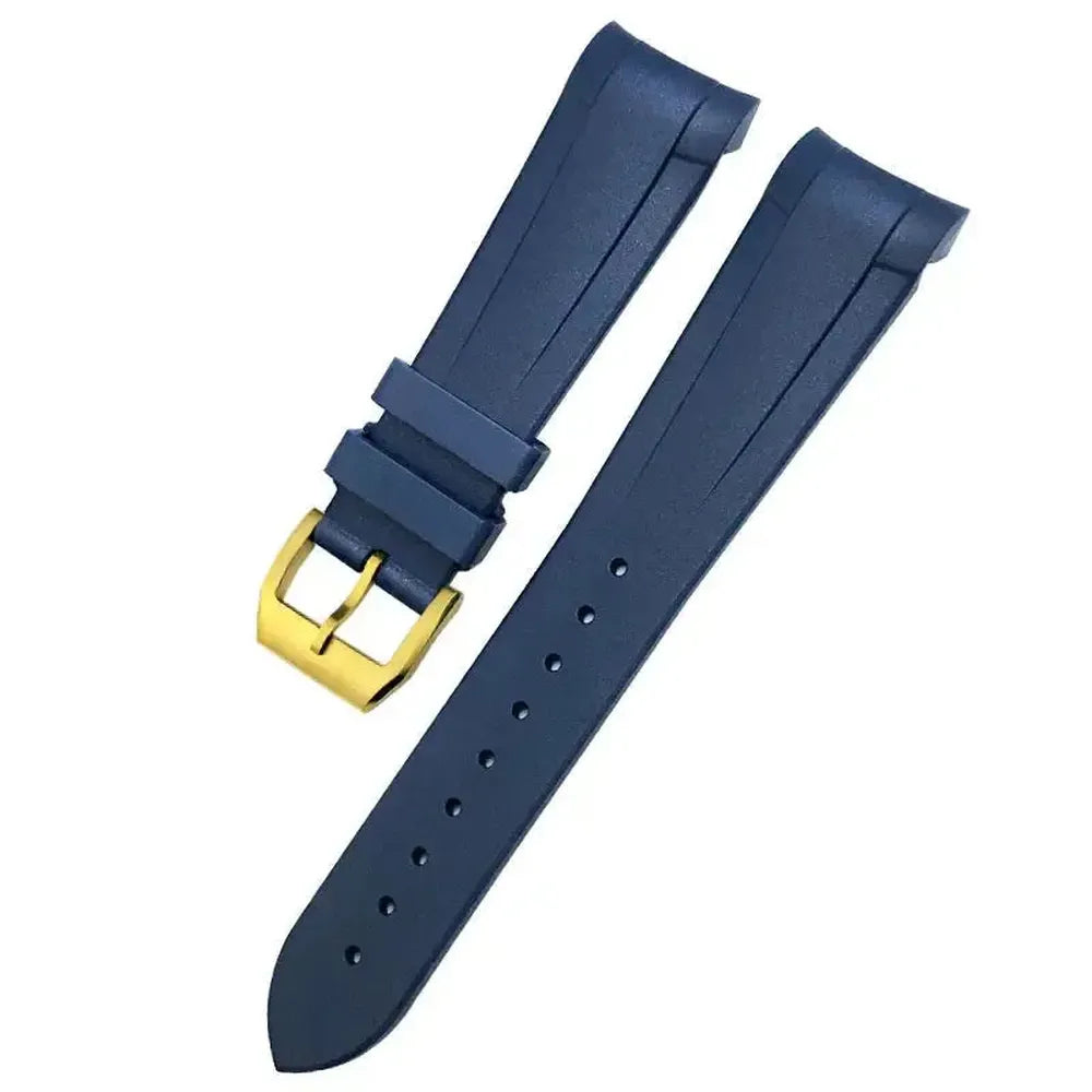 Curved-End Natural Rubber Watch Strap 20mm 22mm with Pin or Folding Clasp – Compatible with Tudor Black Bay 41mm-VivaStraps-Viva Timepiece