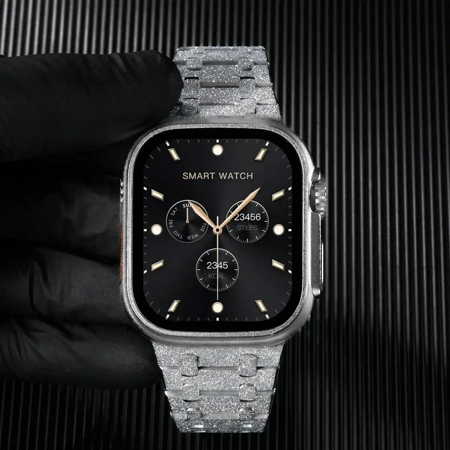 AP Style Stainless Steel Bracelet Band for Apple Watch (38mm–49mm, incl. Series 10)-ModuLoop-Viva Timepiece