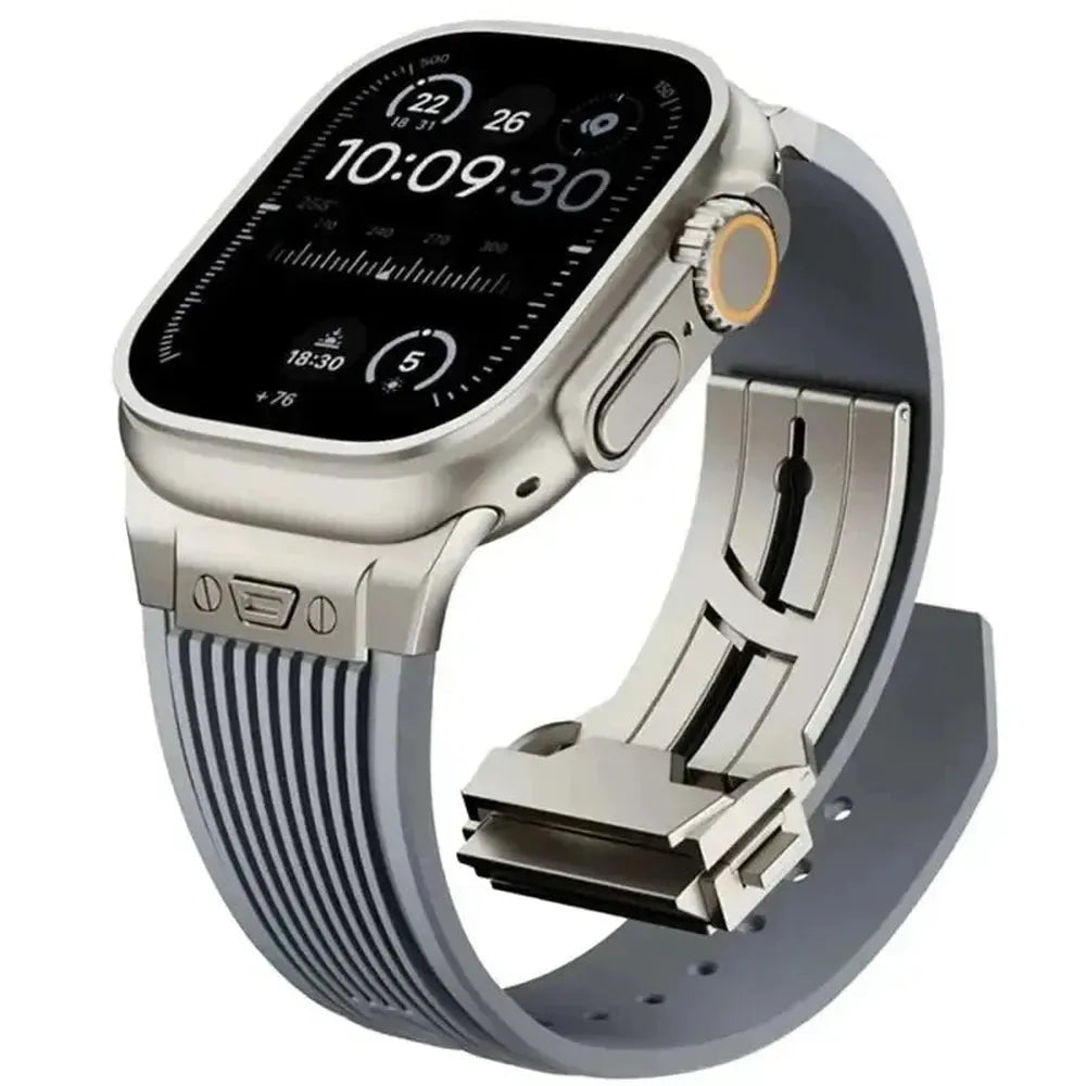 Sport Rubber Strap with Folding Pin Buckle for Apple Watch – 44mm to 49mm-Tivra-Viva Timepiece