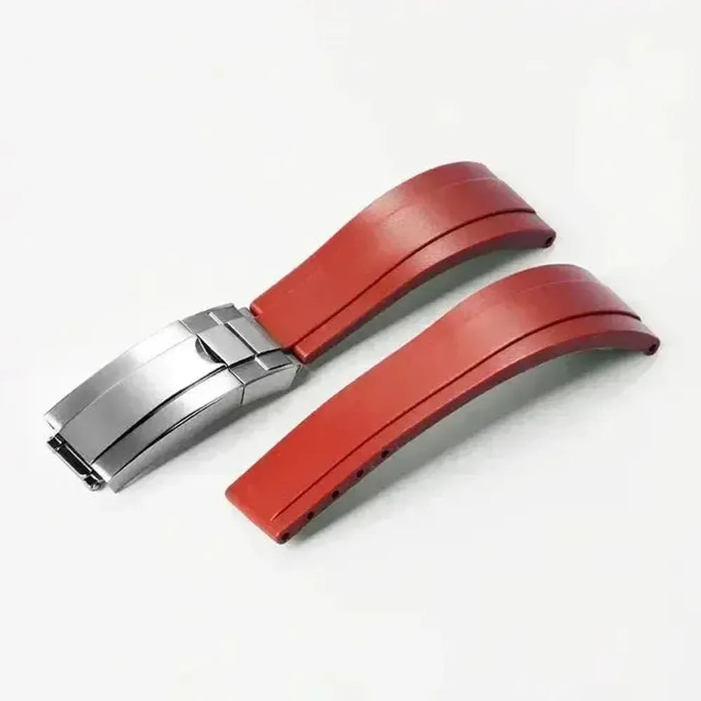 20mm Curved-End Rubber Watch Strap with Folding Clasp-VivaStraps-Viva Timepiece