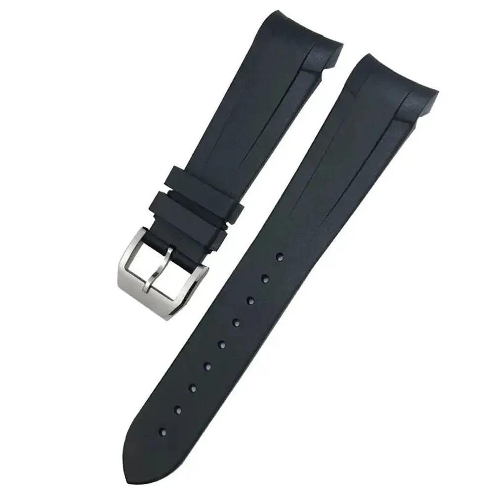 Curved-End Natural Rubber Watch Strap 20mm 22mm with Pin or Folding Clasp – Compatible with Tudor Black Bay 41mm-VivaStraps-Viva Timepiece