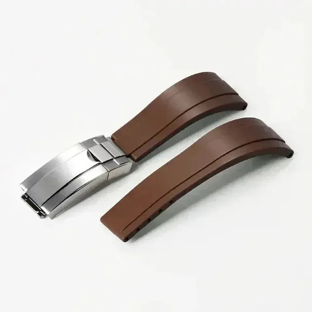 20mm Curved-End Rubber Watch Strap with Folding Clasp-VivaStraps-Viva Timepiece