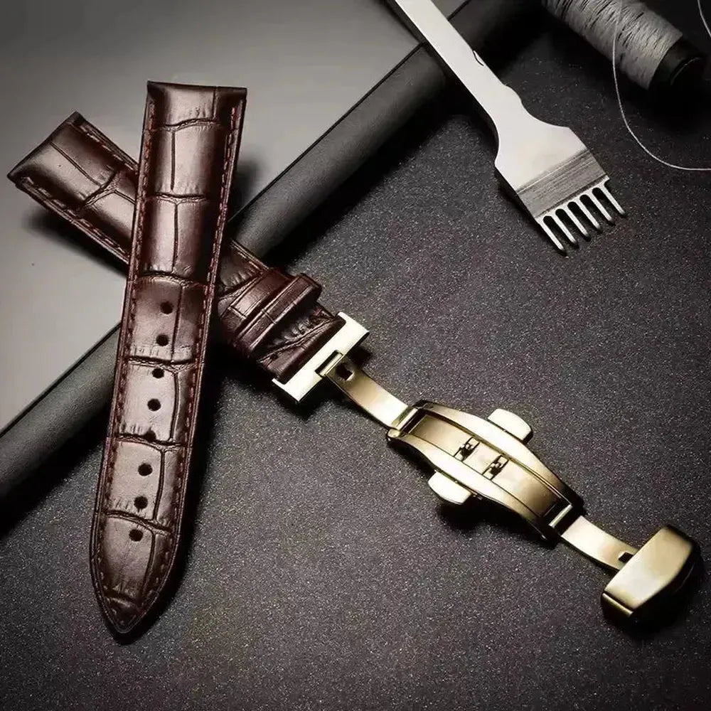 Premium Alligator-Pattern Leather Watch Strap with Butterfly Clasp – 14mm to 24mm-VivaStraps-Viva Timepiece