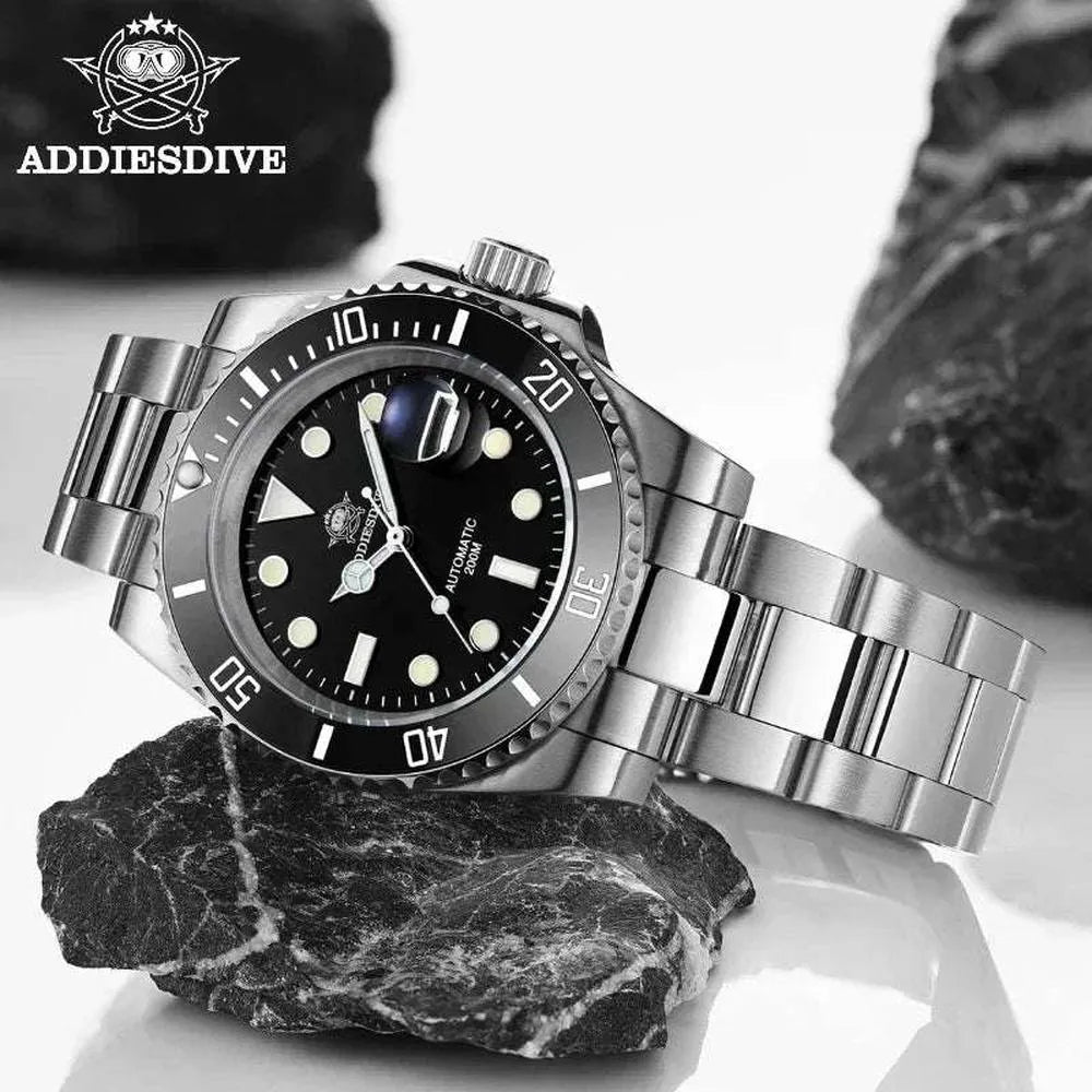 Addiesdive 41mm Automatic Diver Watch – Sapphire Crystal, Ceramic Bezel, NH35-Addiesdive-Viva Timepiece