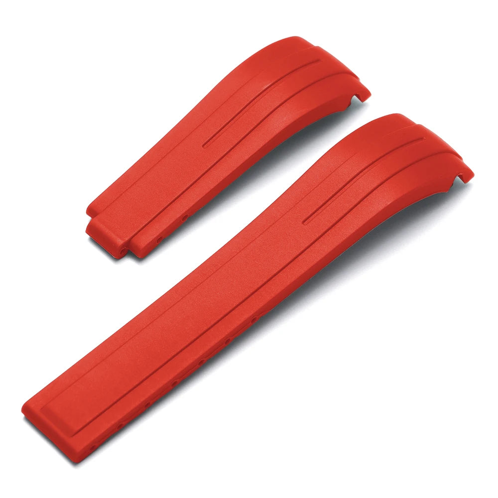 Curved-End Rubber Watch Strap 20mm / 21mm / 22mm Waterproof Sports Silicone Band Compatible with 9×16mm Clasp-VivaStraps-Viva Timepiece