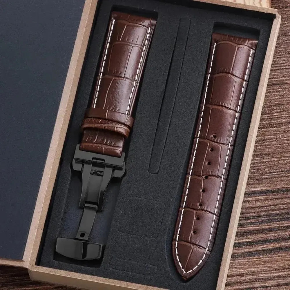 Premium Alligator-Pattern Leather Watch Strap with Butterfly Clasp – 14mm to 24mm-VivaStraps-Viva Timepiece