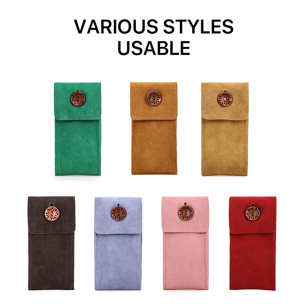 Soft Cow Suede Leather Watch Travel Case Pouch with Insert – Portable Watch Storage 155mm
