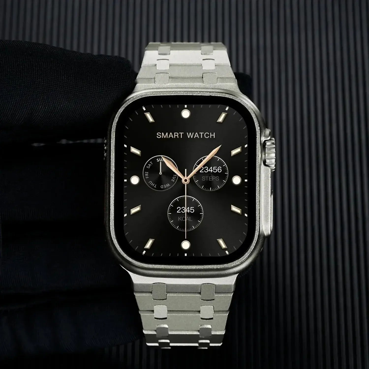 AP Style Stainless Steel Bracelet Band for Apple Watch (38mm–49mm, incl. Series 10)-ModuLoop-Viva Timepiece