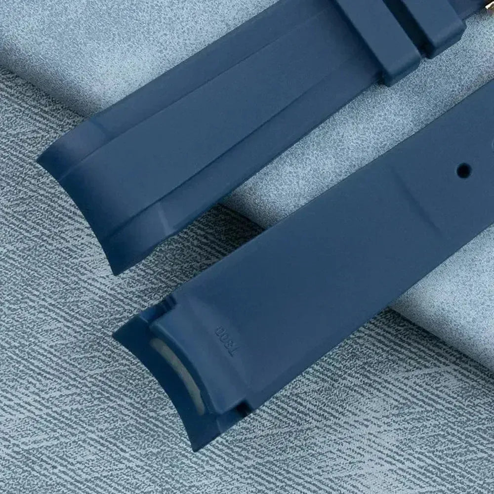 22mm FKM Rubber Curved-End Watch Strap – Folding Clasp, Bent-Lug Design-VivaStraps-Viva Timepiece