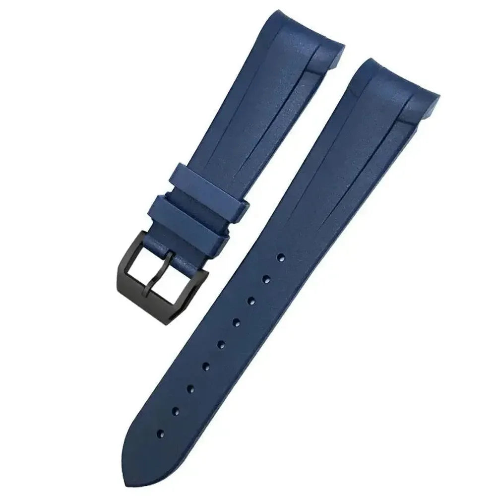 Curved-End Natural Rubber Watch Strap 20mm 22mm with Pin or Folding Clasp – Compatible with Tudor Black Bay 41mm-VivaStraps-Viva Timepiece