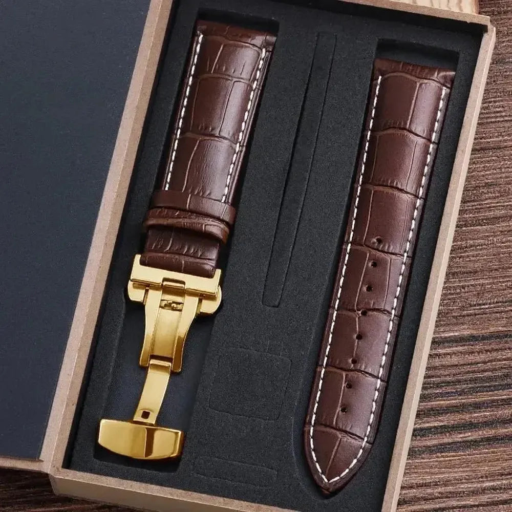 Premium Alligator-Pattern Leather Watch Strap with Butterfly Clasp – 14mm to 24mm-VivaStraps-Viva Timepiece