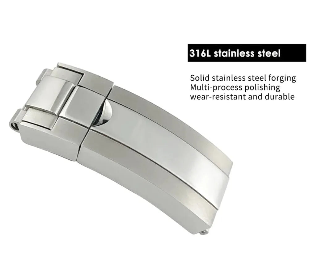 20mm 21mm Curved-End Rubber Watch Strap with Metal Link Adapter & Folding Clasp-VivaStraps-Viva Timepiece