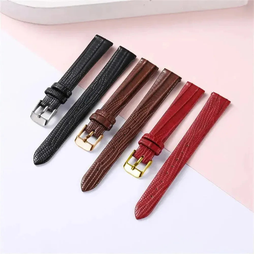 Lizard Grain Slim Leather Watch Strap for Women – 8mm, 10mm, 12mm, 14mm, 16mm-Straptique-Viva Timepiece