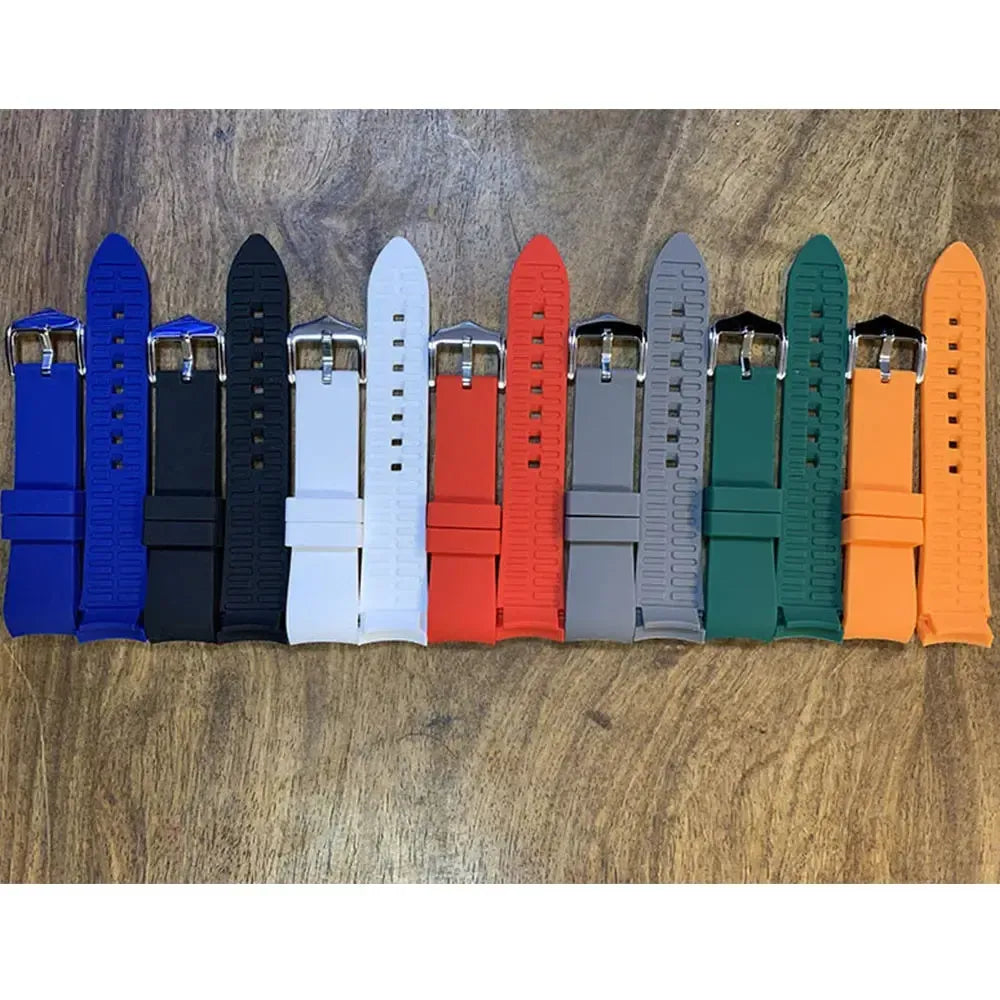 Curved End Silicone Diving Watch Strap 18-24mm – Waterproof Sport Replacement Band-Straptique-Viva Timepiece