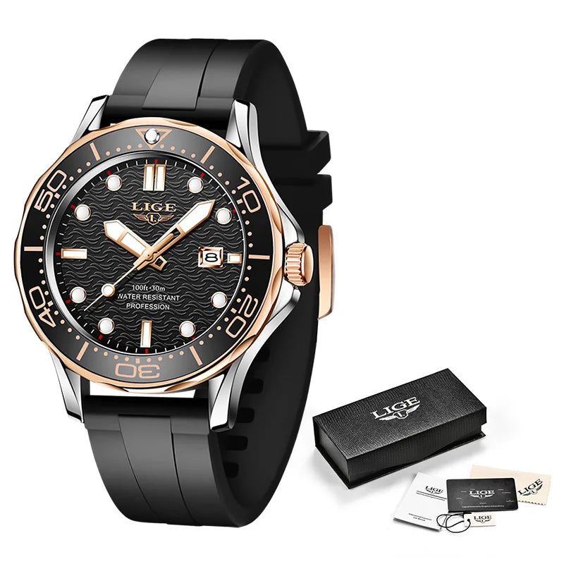 LIGE 8936 Men's Quartz Sport Watch – 3BAR Luminous Date