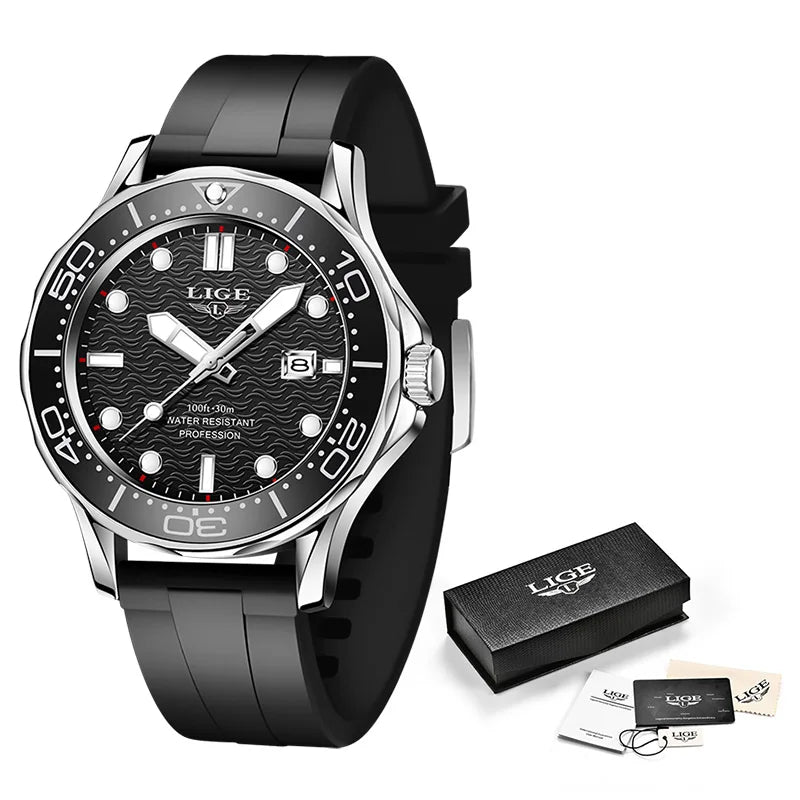 LIGE 8936 Men's Quartz Sport Watch – 3BAR Luminous Date
