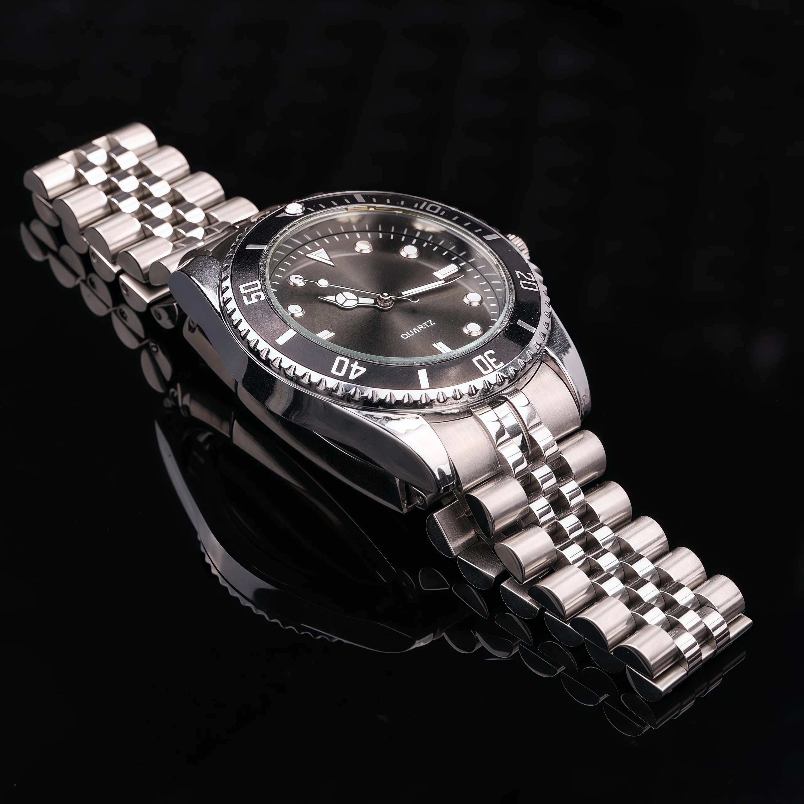 904L Stainless Steel Curved End Jubilee-Style Watch Bracelet – 20mm, Folding Clasp with Safety-ChronoCraft-Viva Timepiece