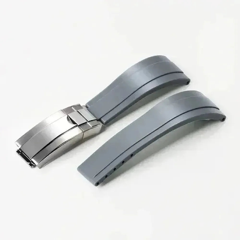 20mm Curved-End Rubber Watch Strap with Folding Clasp-VivaStraps-Viva Timepiece