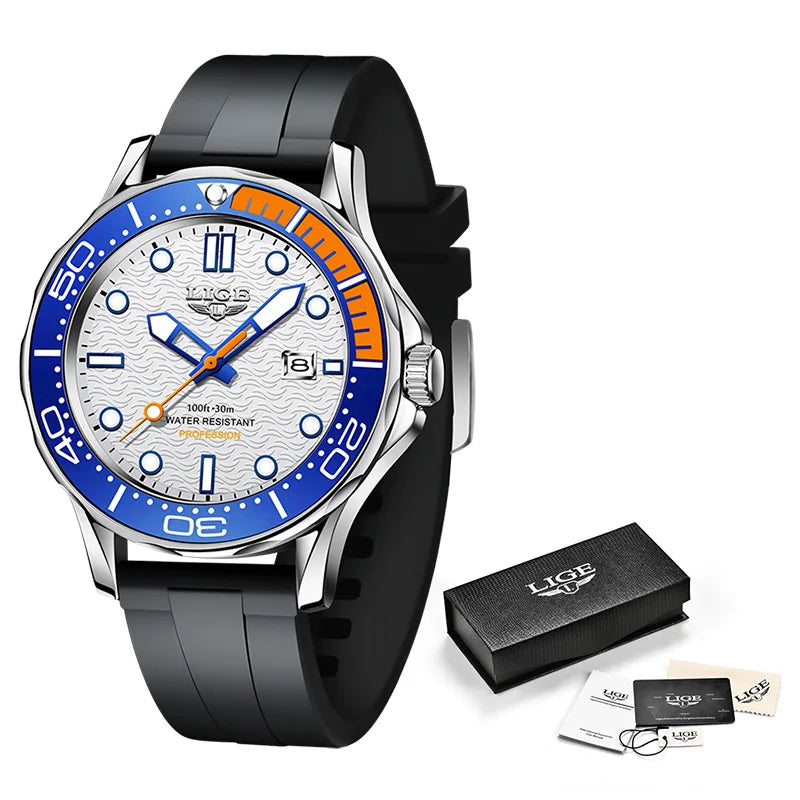 LIGE 8936 Men's Quartz Sport Watch – 3BAR Luminous Date