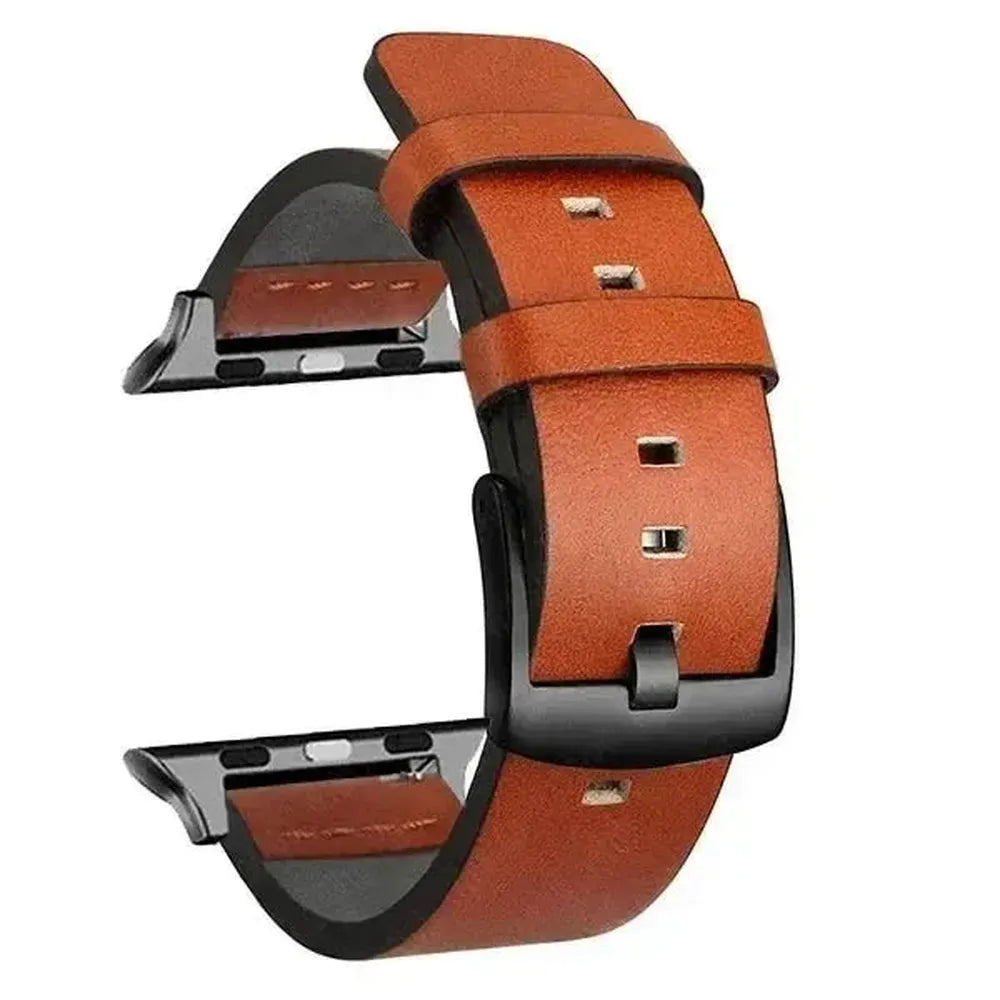 Classic Buckle Leather Strap Compatible with Apple Watch Series 10, 9, 8, SE, Ultra-Tivra-Viva Timepiece
