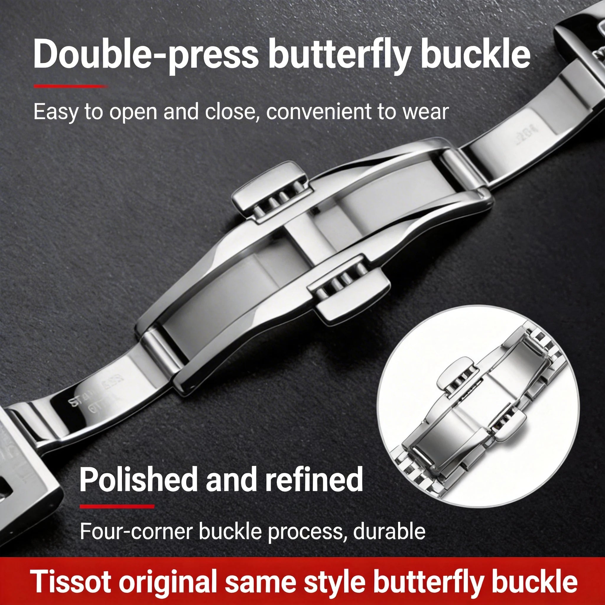 Stainless Steel Dress Watch Bracelet 19mm – Compatible with Le Locle T006 / T41