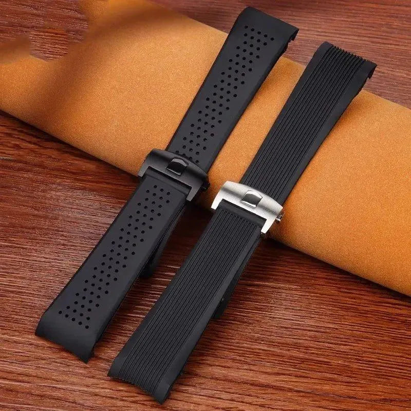 Natural Rubber Silicone Sport Watch Strap – 22mm / 24mm, Folding Clasp-VivaStraps-Viva Timepiece