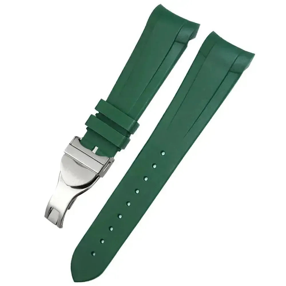 Curved-End Natural Rubber Watch Strap 20mm 22mm with Pin or Folding Clasp – Compatible with Tudor Black Bay 41mm-VivaStraps-Viva Timepiece