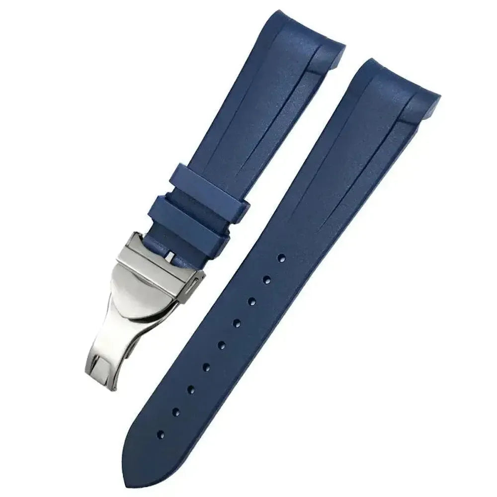 Curved-End Natural Rubber Watch Strap 20mm 22mm with Pin or Folding Clasp – Compatible with Tudor Black Bay 41mm-VivaStraps-Viva Timepiece