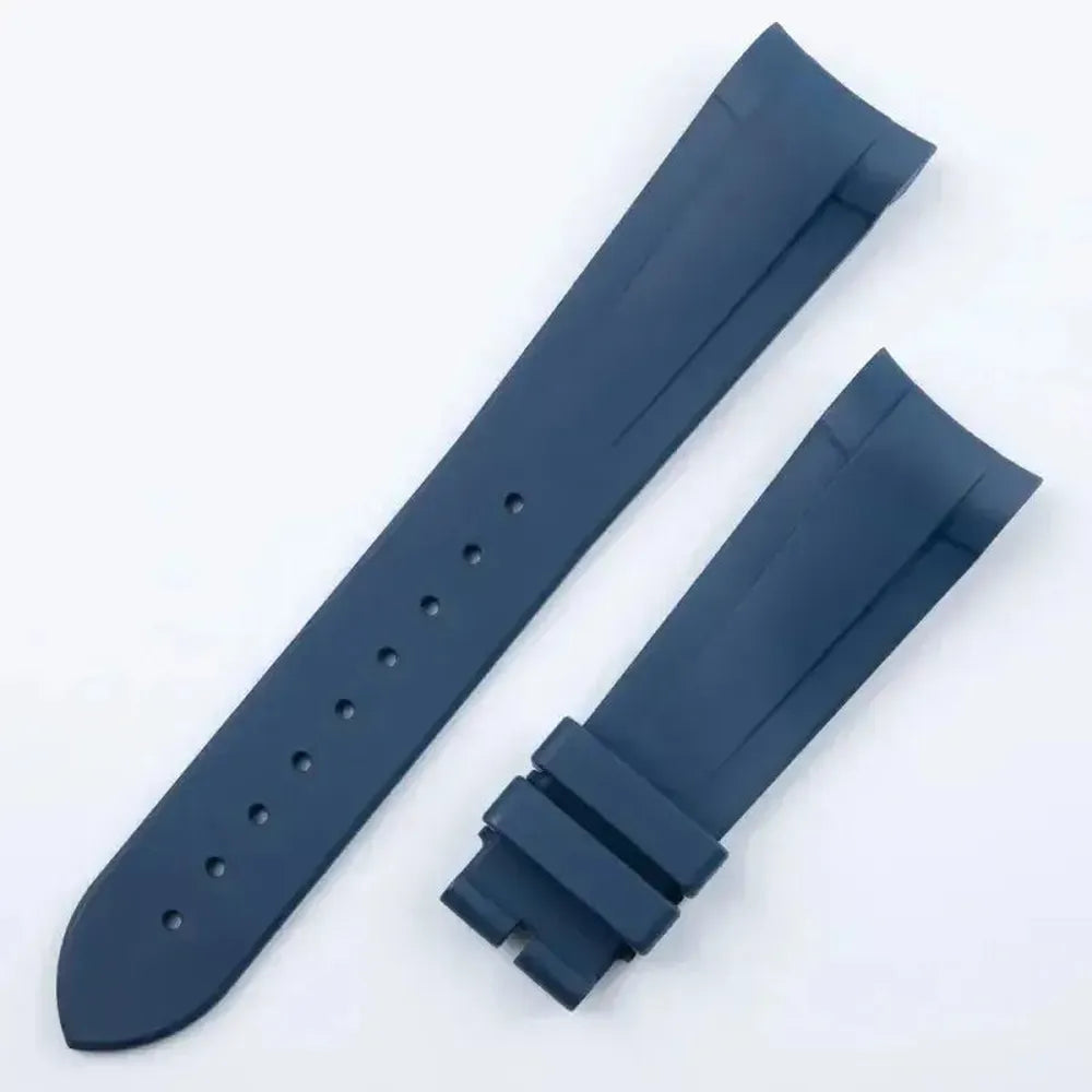22mm FKM Rubber Curved-End Watch Strap – Folding Clasp, Bent-Lug Design-VivaStraps-Viva Timepiece