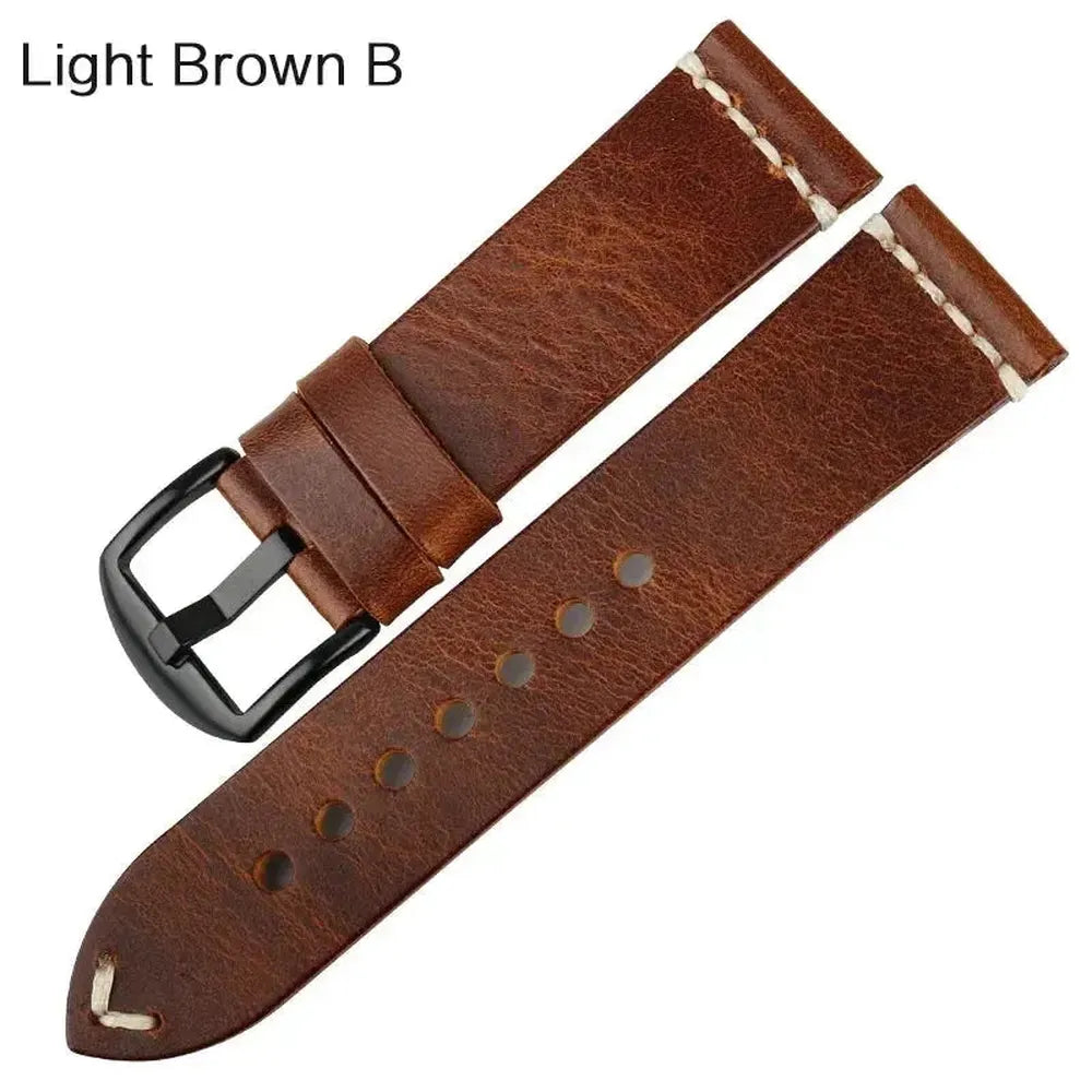 Oil Wax Genuine Leather Watch Strap – Vintage Cowhide Band 20mm 22mm 24mm-Straptique-Viva Timepiece