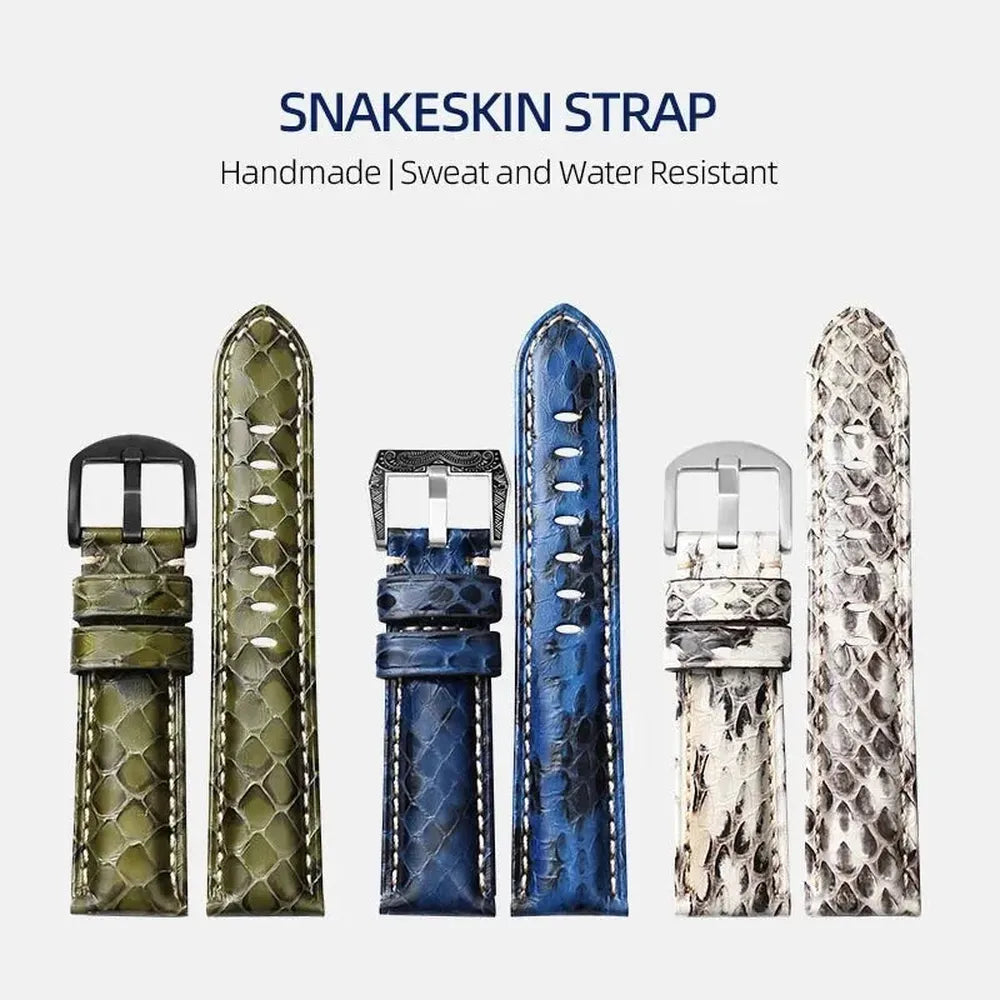 Luxury Python Snakeskin Watch Strap for Traditional Watches – 20mm 22mm 24mm 26mm-Straptique-Viva Timepiece