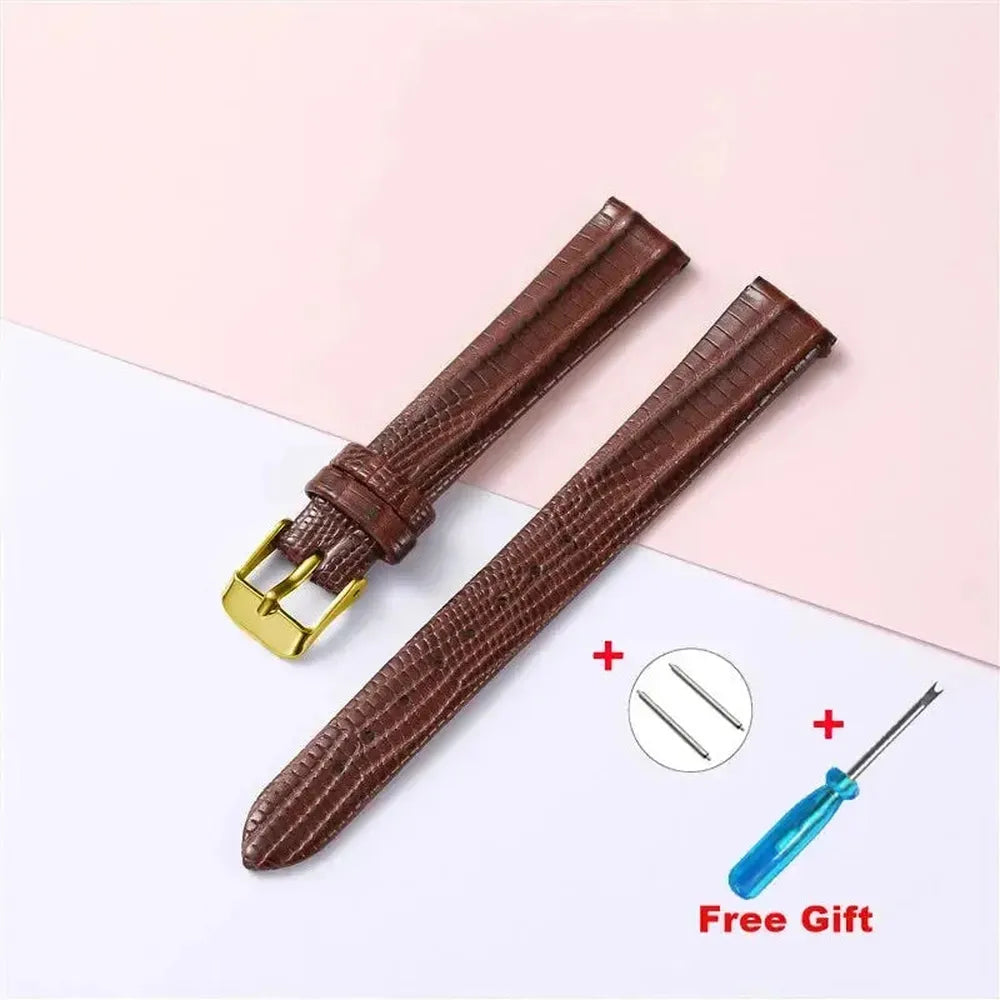 Lizard Grain Slim Leather Watch Strap for Women – 8mm, 10mm, 12mm, 14mm, 16mm-Straptique-Viva Timepiece