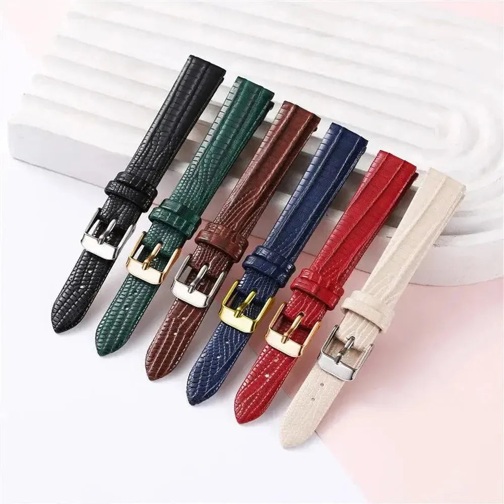 Lizard Grain Slim Leather Watch Strap for Women – 8mm, 10mm, 12mm, 14mm, 16mm-Straptique-Viva Timepiece