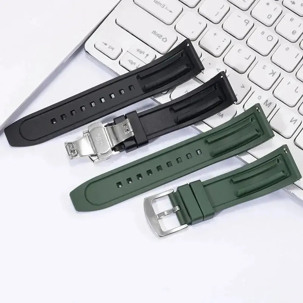 Quick Release Rubber Watch Strap with Push Clasp – 20mm 22mm 24mm-VivaStraps-Viva Timepiece