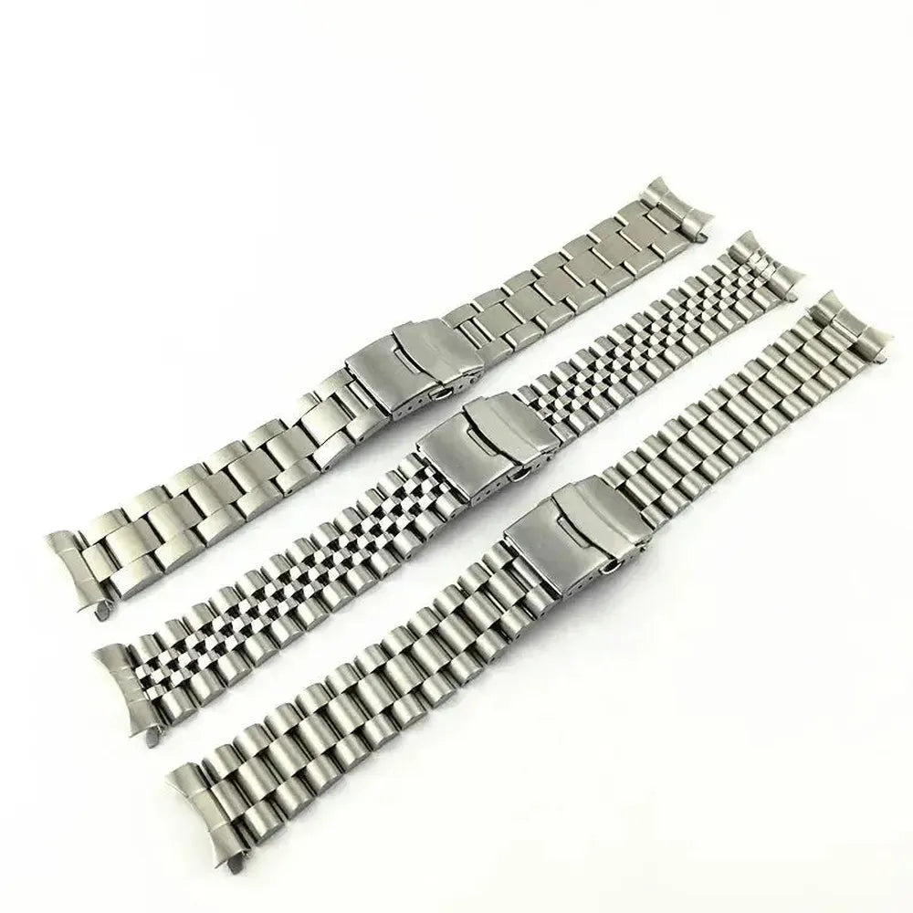 Solid Stainless Steel Curved End Watch Band 20mm 22mm for Seiko SKX007 SKX009 SKX011-ChronoCraft-Viva Timepiece