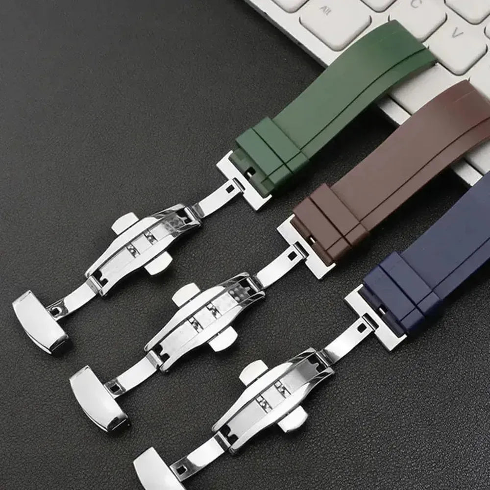 Quick Release Rubber Watch Strap with Push Clasp – 20mm 22mm 24mm-VivaStraps-Viva Timepiece