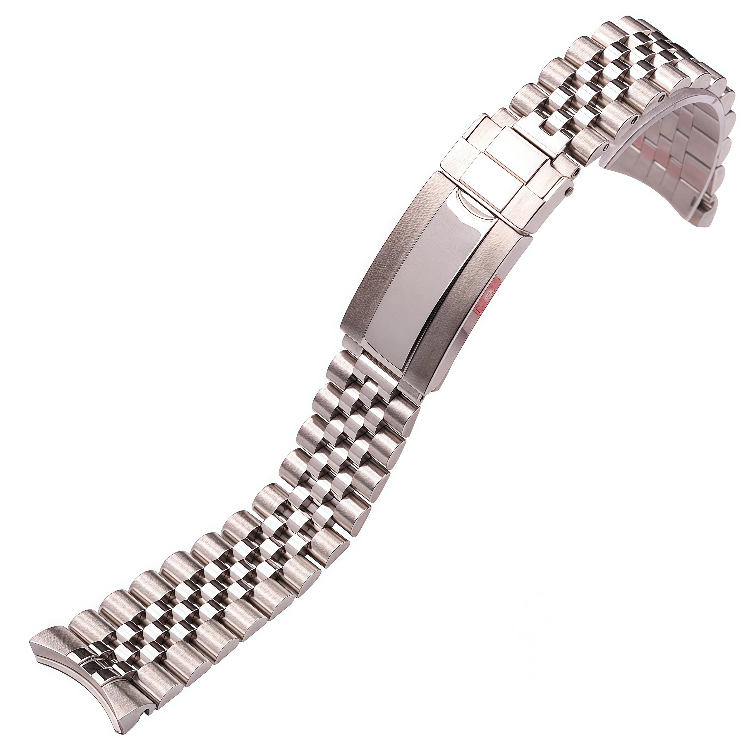 904L Stainless Steel Curved End Jubilee-Style Watch Bracelet – 20mm, Folding Clasp with Safety