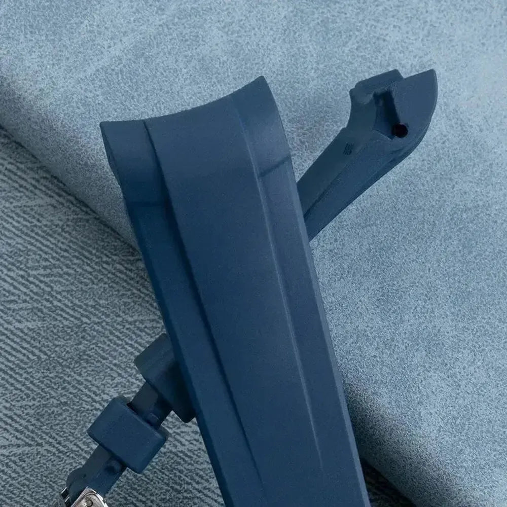 22mm FKM Rubber Curved-End Watch Strap – Folding Clasp, Bent-Lug Design-VivaStraps-Viva Timepiece