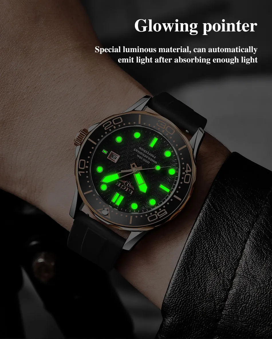 LIGE 8936 Men's Quartz Sport Watch – 3BAR Luminous Date