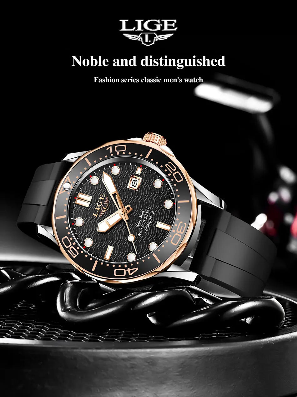 LIGE 8936 Men's Quartz Sport Watch – 3BAR Luminous Date