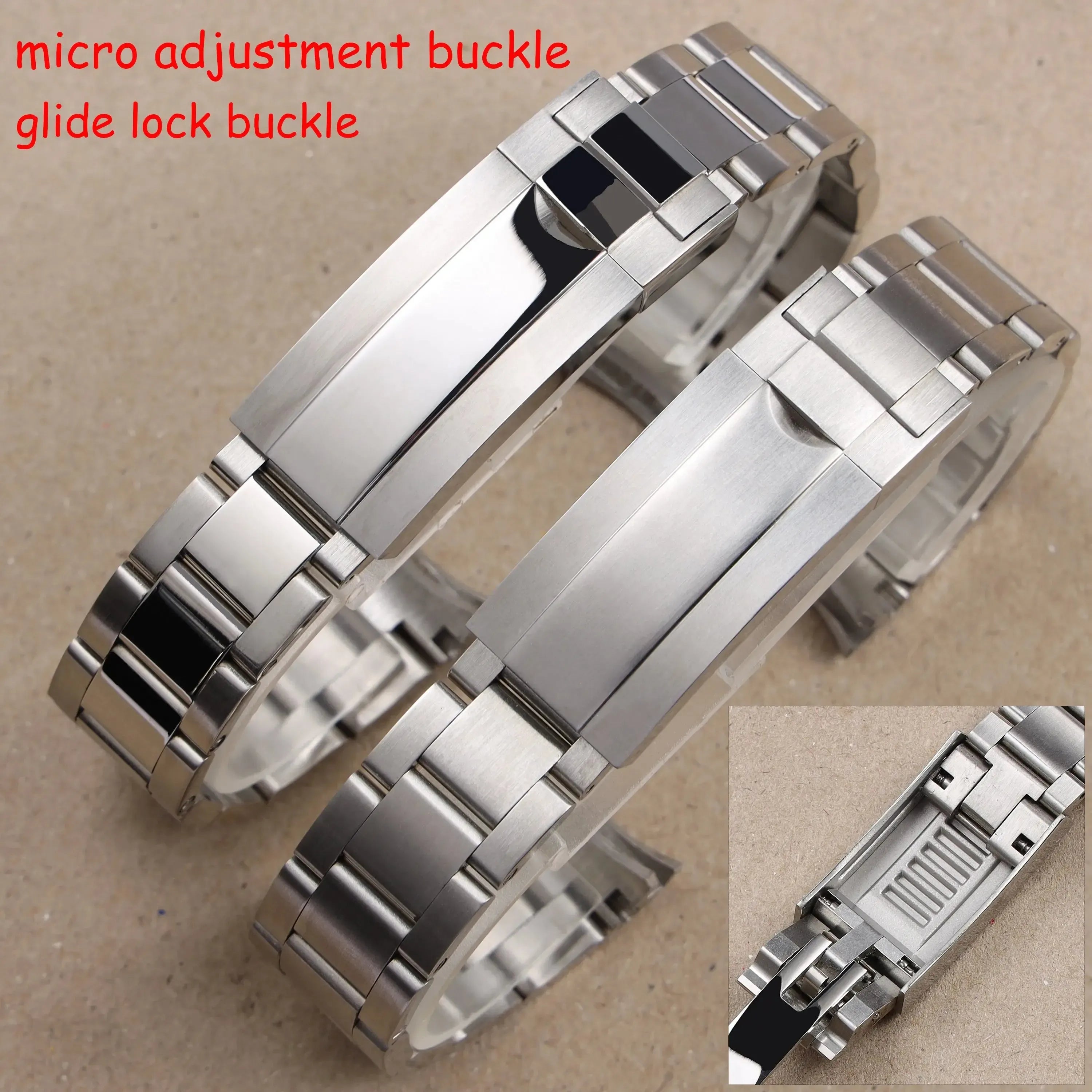 Matte & Polished Bracelet 904L Stainless Steel Watch Band with Glidelock Clasp – 20mm / 21mm-ChronoCraft-Viva Timepiece