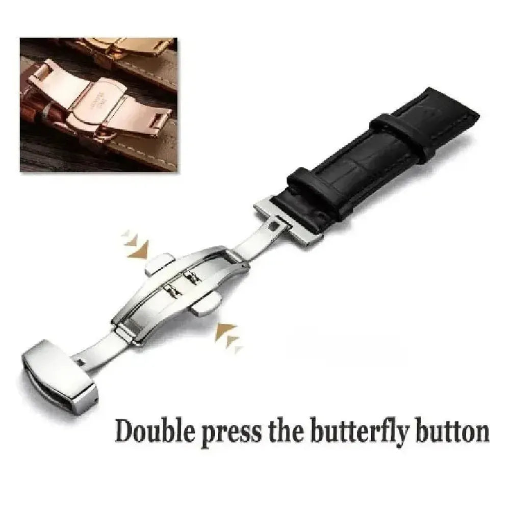 Premium Alligator-Pattern Leather Watch Strap with Butterfly Clasp – 14mm to 24mm-VivaStraps-Viva Timepiece