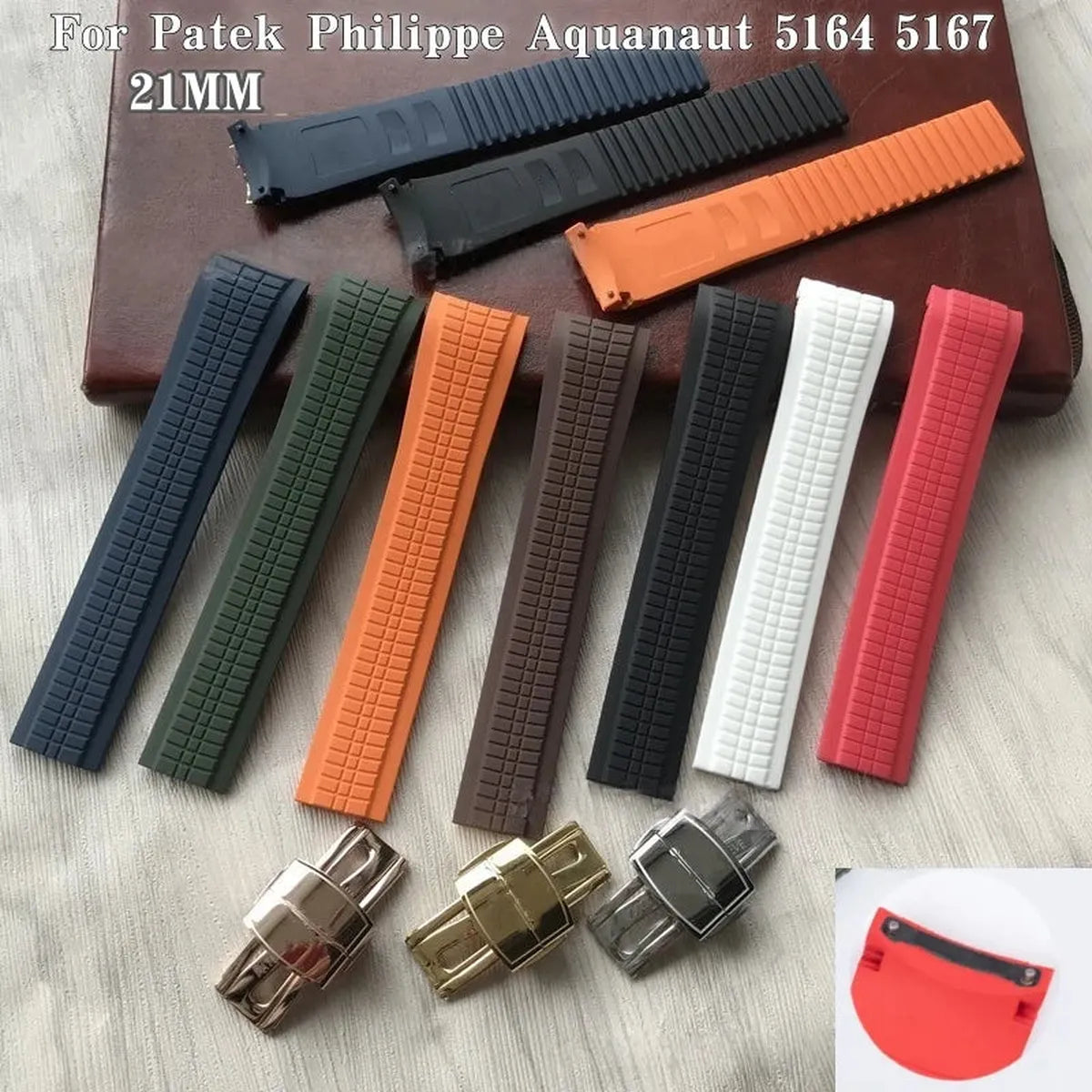 Silicone Rubber Watch Strap 21mm – Compatible with Patek Philippe Aquanaut 5164/5167