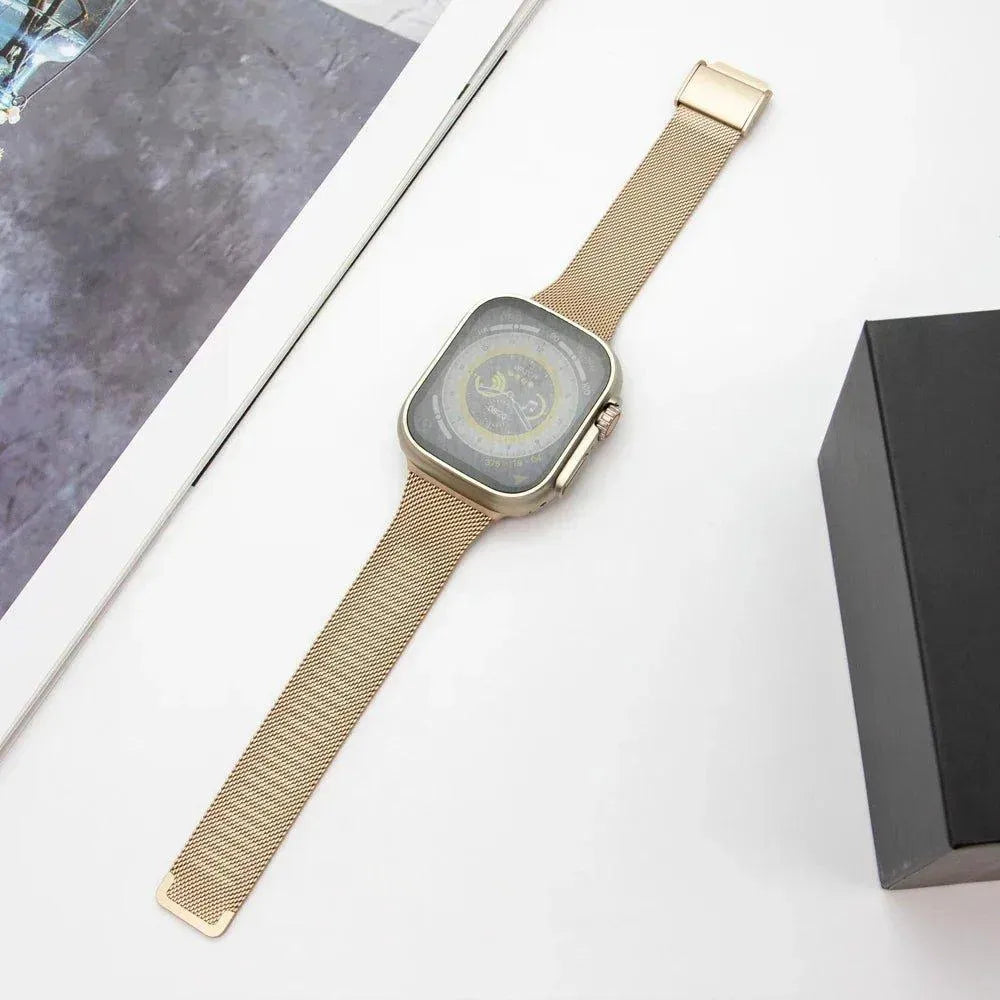 Slim Milanese Mesh Steel Strap Compatible with Apple Watch 38–49mm