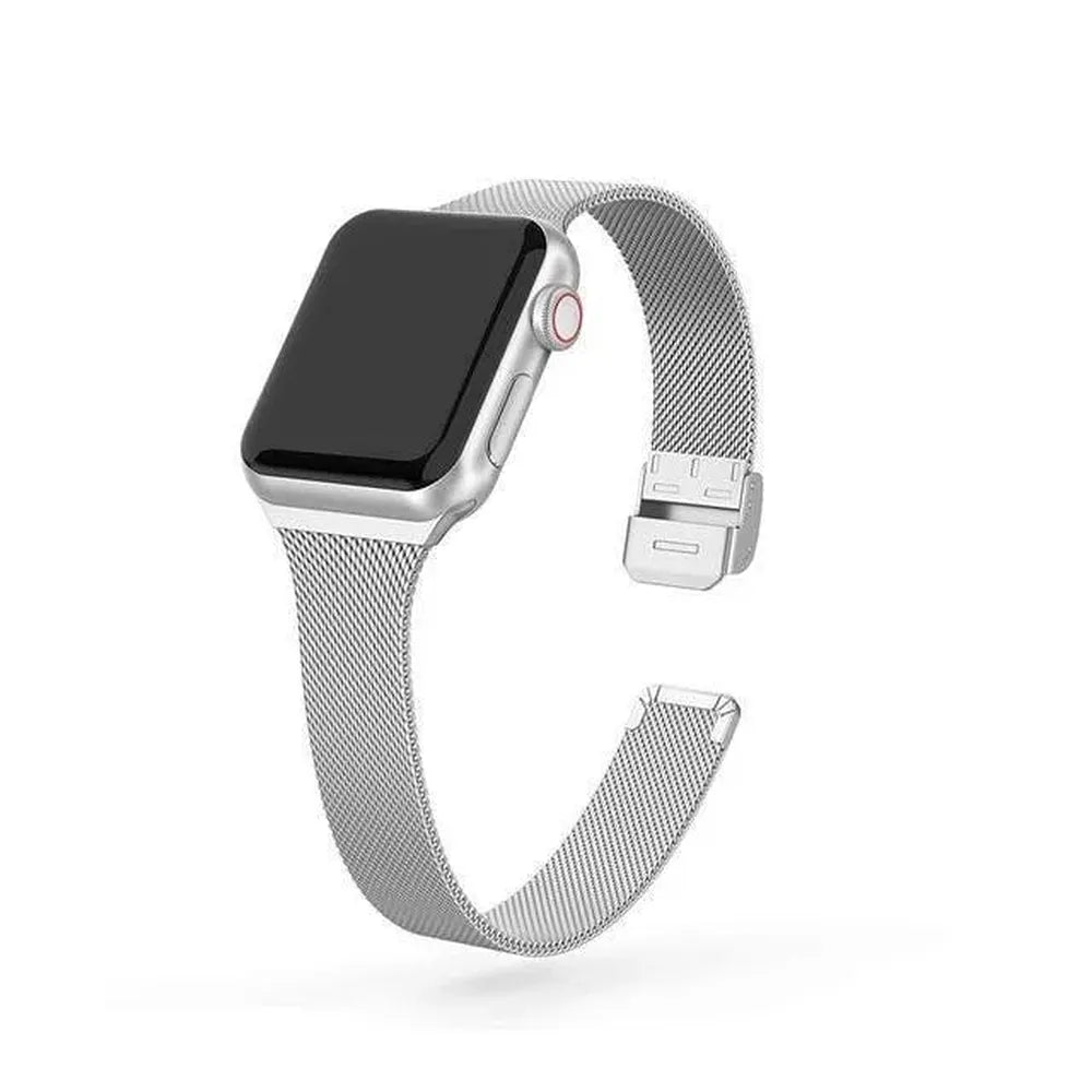 Slim Milanese Mesh Steel Strap Compatible with Apple Watch 38–49mm