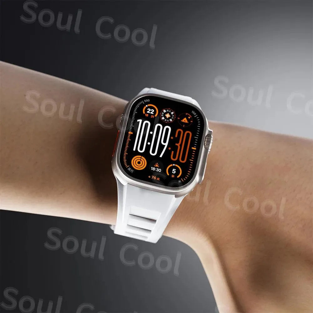 Soft Silicone Sport Strap with Pin or Butterfly Buckle Compatible with Apple Watch 42–49mm