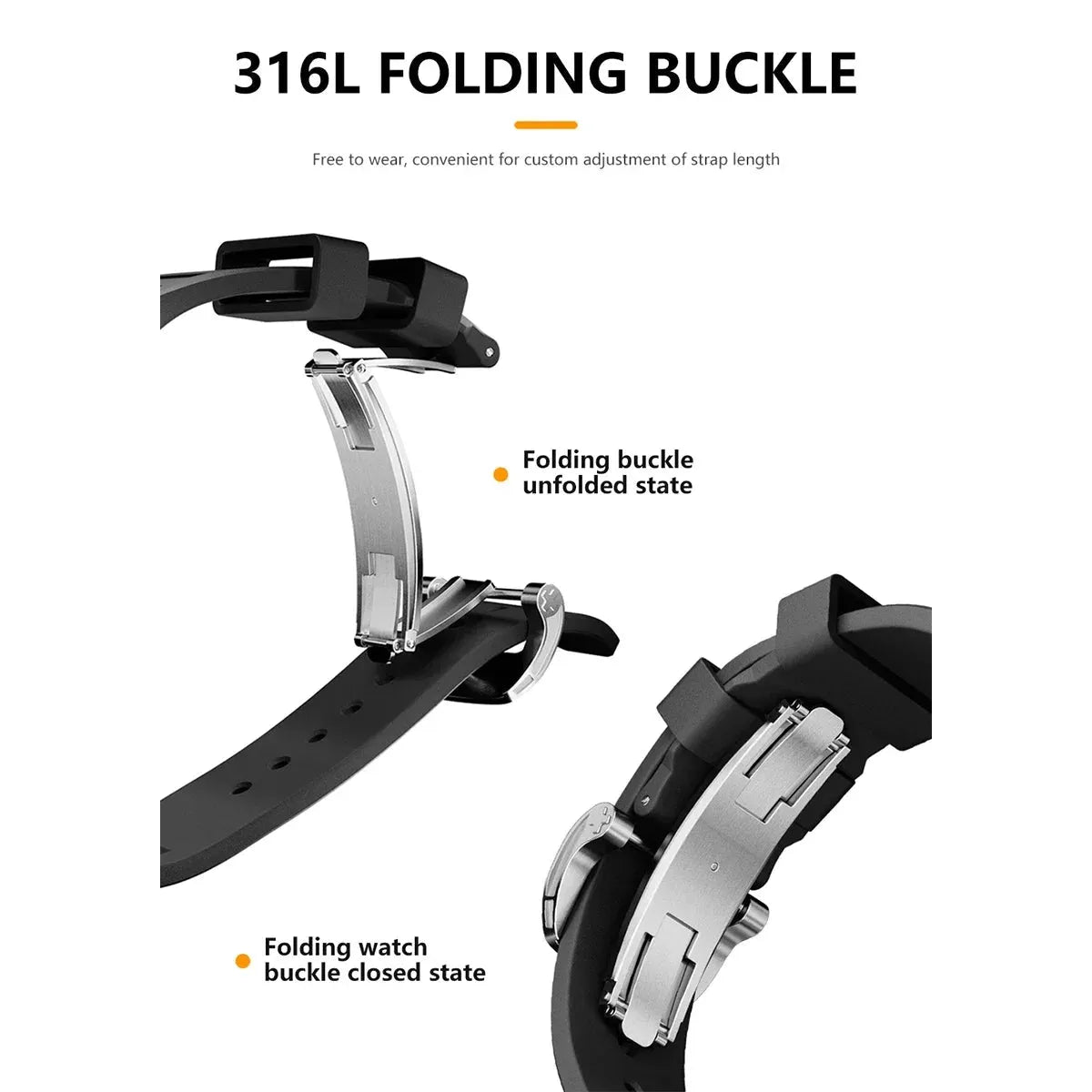 Silicone Watch Band with Butterfly Clasp – Compatible with Apple Watch-Tivra-Viva Timepiece