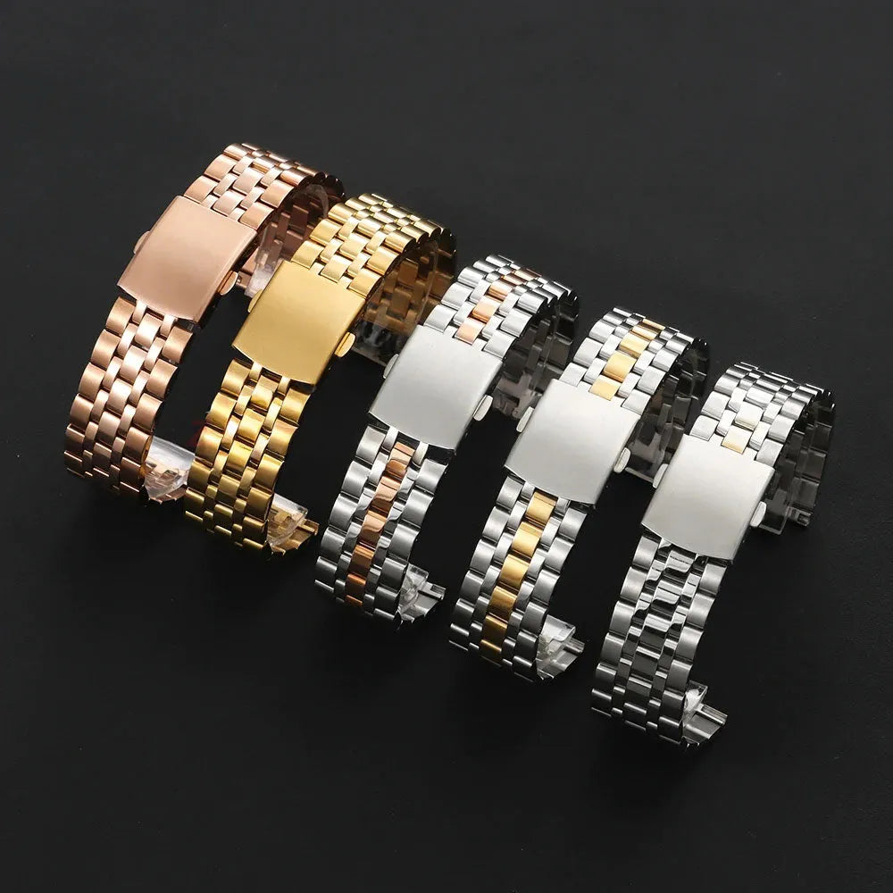 Solid Stainless Steel 5-Link Watch Band 20mm / 22mm – Folding Clasp-ChronoCraft-Viva Timepiece